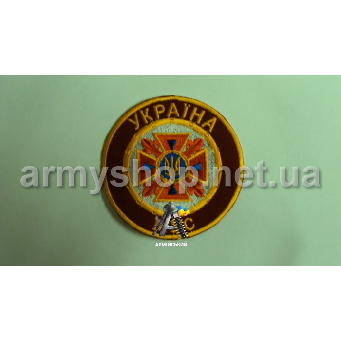 Шеврон МНС малиновий круглий
