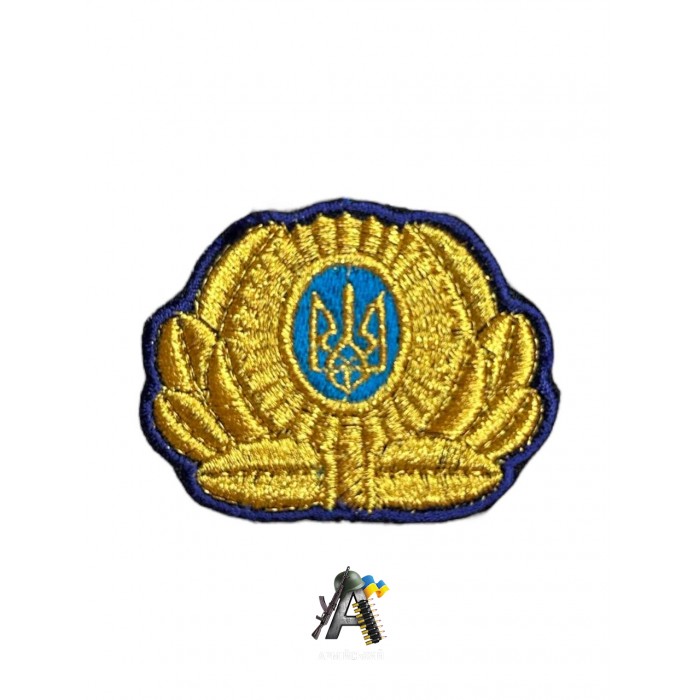 Кокарда с листьями синяя