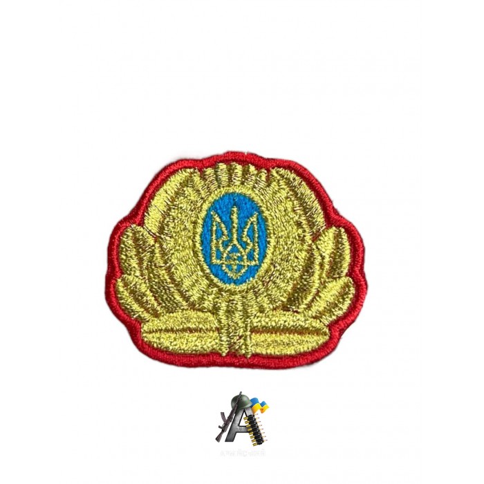 Кокарда с листьями красная
